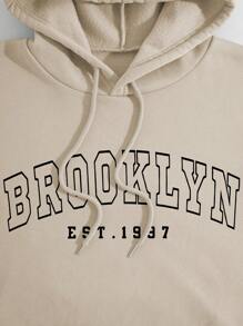 INAWLY 女款字母印花休閒束口正常版型長袖運動衫