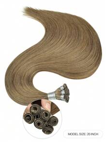 Human Hair Weft Extension 18-22Inch #8 Olive Greenish- Hair Weft Hand Tied Weft Extensions Remy Human Hair Weft Extensions - S8 - View 2