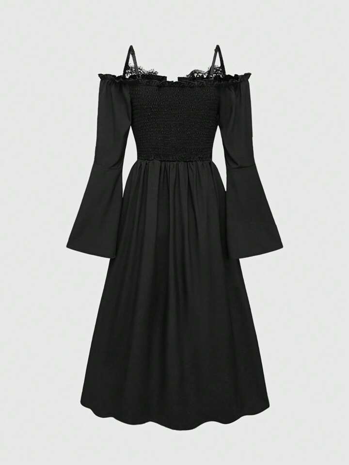 casual off shoulder dress with sleeves shoulder long sleeve dress soft
