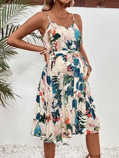 SHEIN 孕妇细肩带印花无袖连衣裙（夏季）