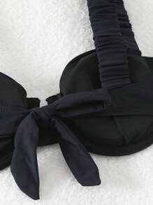 Swim Vcay Women Solid Color Back Tie Bikini Top, Perfect For Beach Vacation & Swimming Pool,Summer Beach - Black - View 6