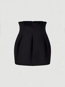 SHEIN Unity 女士純色簡約日常穿搭及膝裙