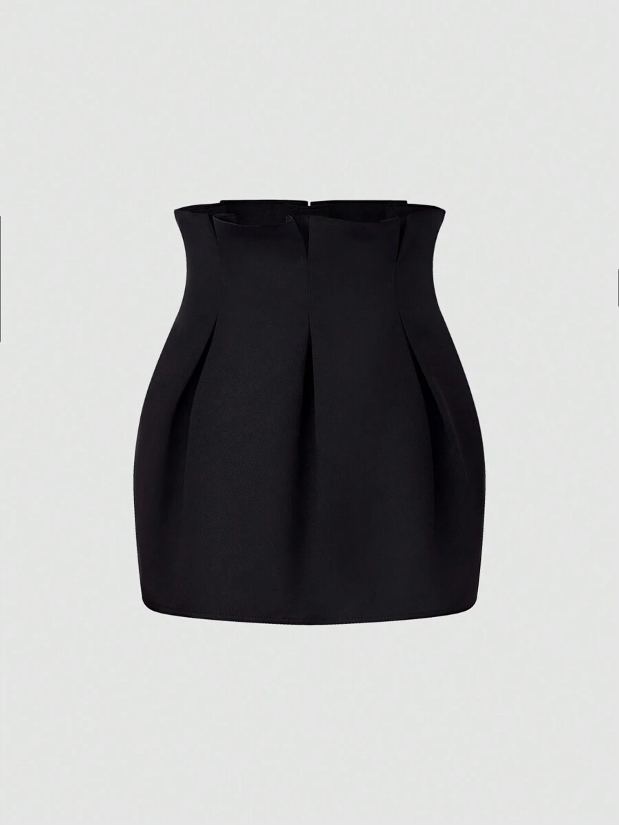 SHEIN Unity 女士純色簡約日常穿搭及膝裙