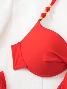 Swim Vcay Set de 2 bikinis con diseño floral, copa acolchada y estilo halter para el verano