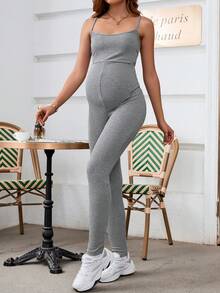 SHEIN 女士休閒細肩孕婦連身褲 - 灰色 - 查看 6