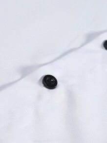 Manfinity Mode Áo sơ mi nam dài tay có cổ bẻ màu trơn phía trước - trắng - Xem 5
