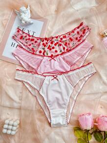 PetitDoll PetitDoll 3 Stück/Set Große Größen Kontrast Mesh Farbblock Besatz Höschen Unterwäsche