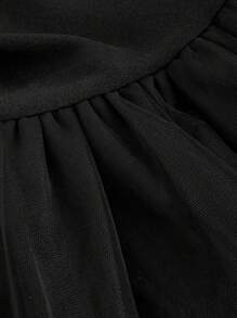 SHEIN MOD Black Strapless Dress With Fishbone Sticker And Bows, Tulle Dress For Women - Black - View 4