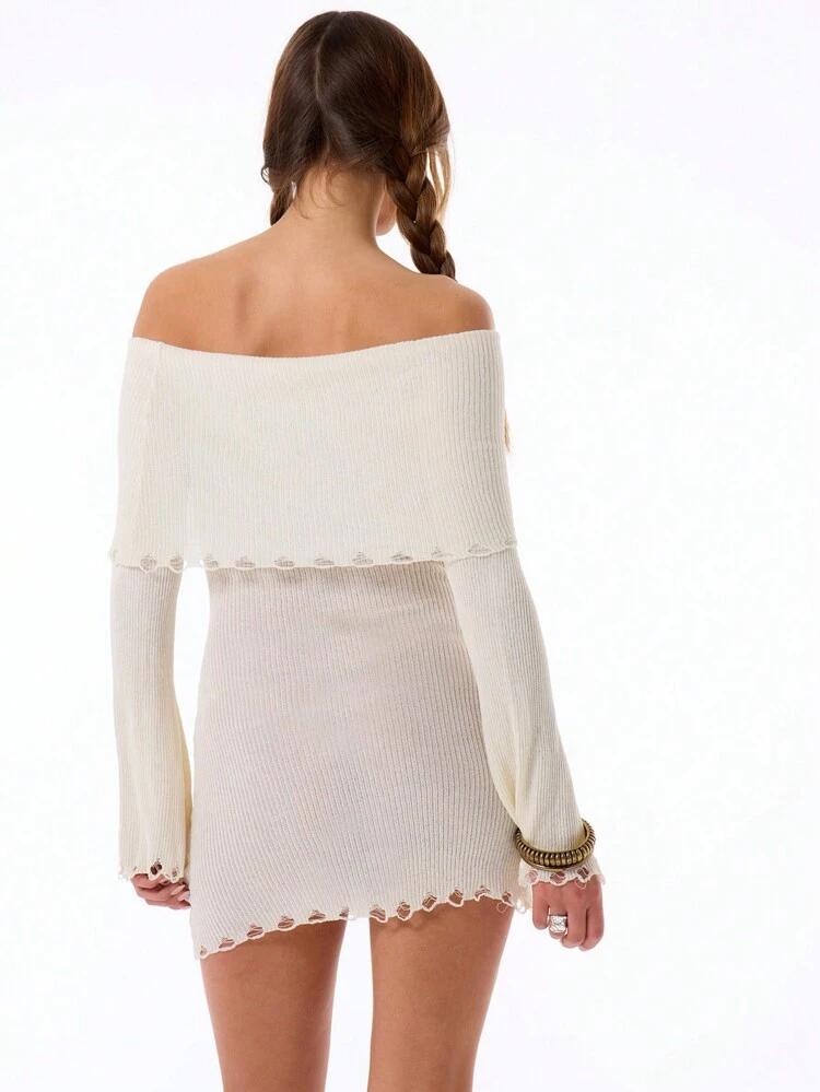 Knitted Fold Over Mini Sweater Dress Spring Summer Beach Concert Boho Ibiza Rave Festival Y2k 90's Brunch Bridal Bachelorette Hen Do Wedding Elegant