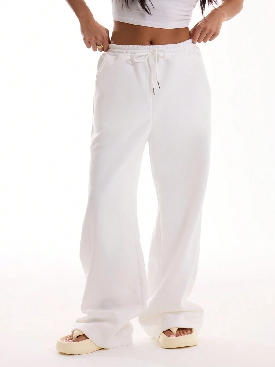 MUSERA Quần nữ ống rộng màu trơn, kiểu dáng thoải mái, thích hợp cho mùa hè, kỳ nghỉ, sân bay, mùa đông, thanh lịch, lễ Phục sinh. - Màu be - Xem 1