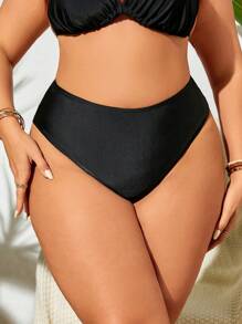 Swim Vcay Plus Size Solid Color Bikini Bottoms For Beach Vacation Summer