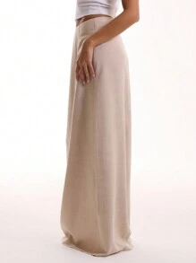 MUSERA Falda larga de talle bajo para verano, elegante, casual, vacaciones, linda para el trabajo, oficina, otoño, fiesta