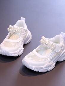 女孩休閒時尚兒童運動鞋 - 米色 - 查看 2