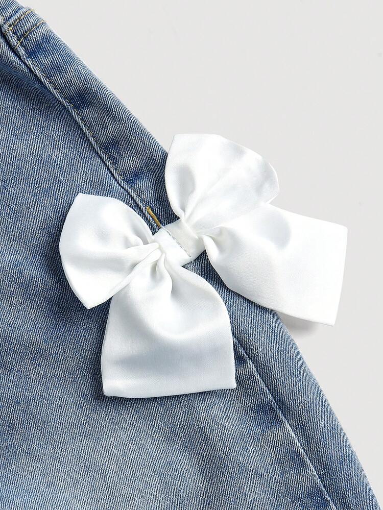 Women's Asymmetrical High Waisted Flared Jeans With Bowknot Decoration For Casual Wear