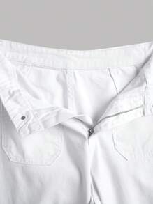 SHEIN MOD Women's Loose Wide Leg Casual Jeans With Double Pockets - White - View 5