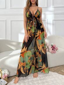 Snug Zone 女士隨機印花性感背心短褲睡衣套裝 - 黑色 - 查看 4