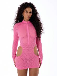 MUSERA Textured Cute Out Side Bodycon Dress Spring Sexy Cute Summer