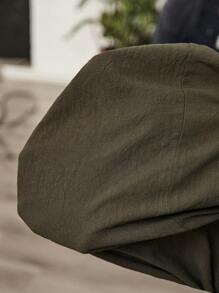 EMERY ROSE Linen Summer Women's Solid Color Simple Daily Button Decorated Skirt - Army Green - View 8