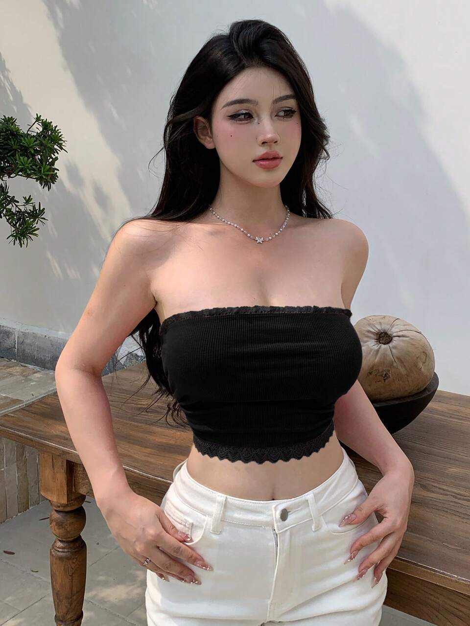 Women's Fashionable Lace Patchwork Top Going Out Tops,Crop Tops Women Tube Top