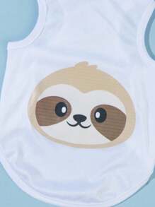 PETSIN 1 pieza de chaleco de mascota blanco impreso con diseño lindo de perezoso para gatos y perros, ropa de protección solar e insectos para el verano