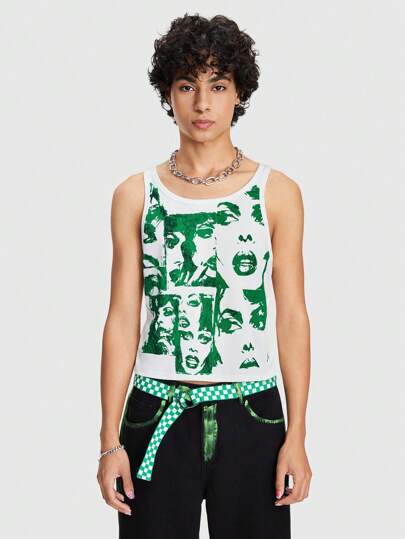 ROMWE Avant Canotta con stampa di caratteri casual estivo a collo tondo per uomo