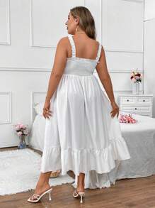 SHEIN Clasi Đầm hai dây màu trơn thường ngày phong cách Boho mùa hè cỡ lớn dành cho nữ - trắng - Xem 2