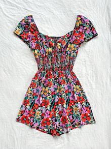 Soleia 女士花卉全印無肩帶彈性腰連體褲，適用於度假和休閒活動 - 彩色 - 查看 3