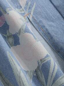 DAZY Váy denim xẻ tà bên hông in hoa thông thường mùa hè dành cho nữ - Rửa nhẹ - Xem 9
