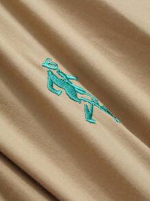 DAZY Men's Simple Embroidered Shirt For Daily Wear, Spring Autumn Long Sleeve Men Shirt Business Attire