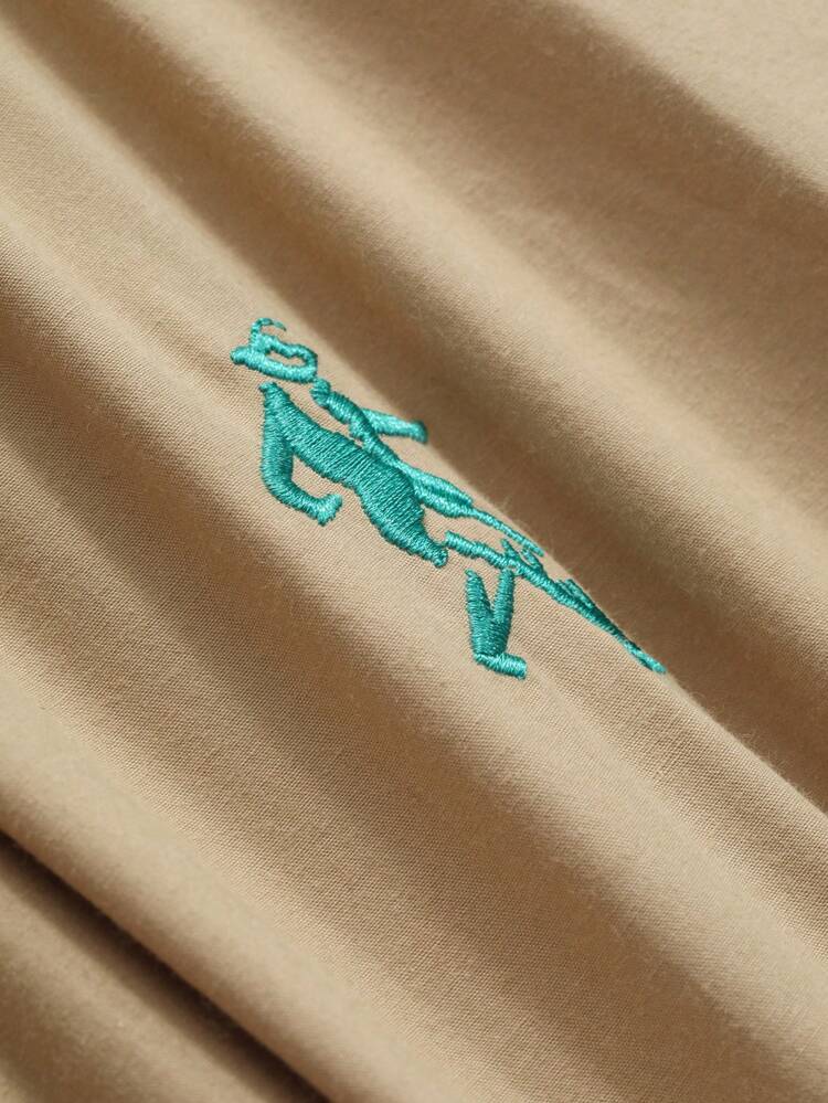Men's Simple Embroidered Shirt For Daily Wear, Spring Autumn Long Sleeve Men Shirt Business Attire
