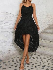 SHEIN Clasi Ladies' Fashionable Textured Fabric Dress - Black - View 3