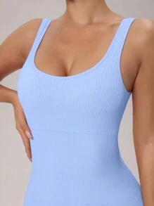 SHEIN Sport Studio Enterizo de ajuste fino para gimnasio y fitness de mujer de unicolor