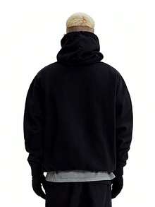 Sudadera Con Capucha De Manga Larga Y Estampado Para Hombre De Moda - Negro - Ver 2