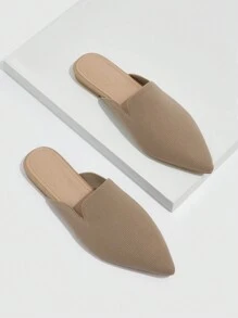 CUCCOO BASICS Minimalist Point Toe Flat Mules Vacation Shoes Summer Spring Shoes Spring Break Easter - Apricot - View 2