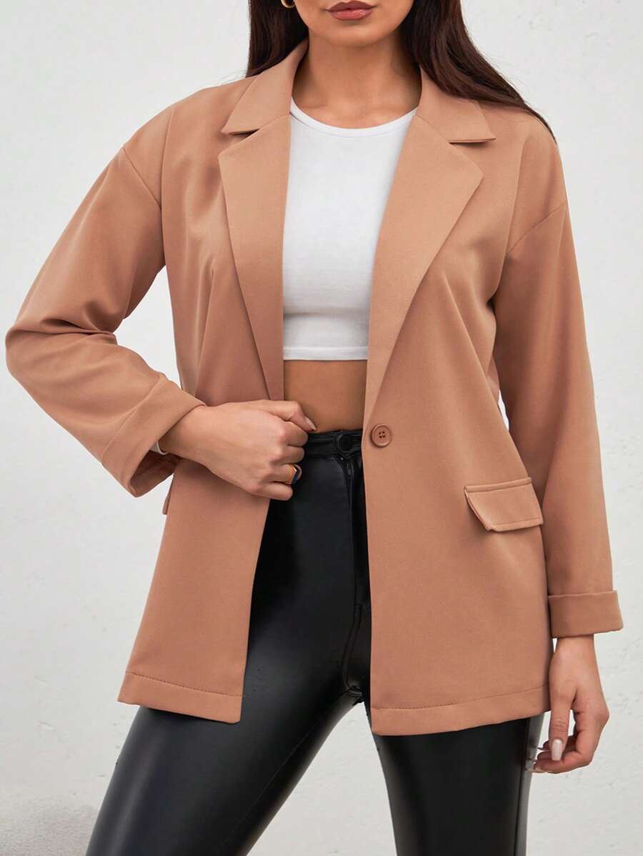 EURMUSE Ladies' Single-Breasted Suit Jacket - Bronze - View 1