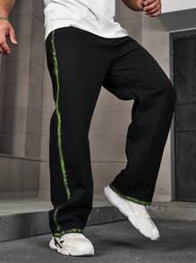 Manfinity Homme Jeans diarios de estilo simple para hombre con bloque de color - Negro - Ver 6