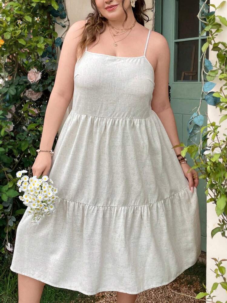 WYWH Women Plus Size Bodycon Spaghetti Strap Dress