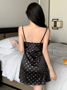 DAZY Mini vestido de noche plateado decorado con lunares y hebilla con forma de corazón