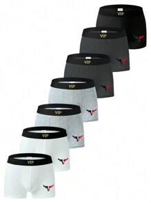 男性短褲，透氣加大尺寸內衣，前部平角四角和彈性腰帶（7件裝） - 彩色 - 查看 1