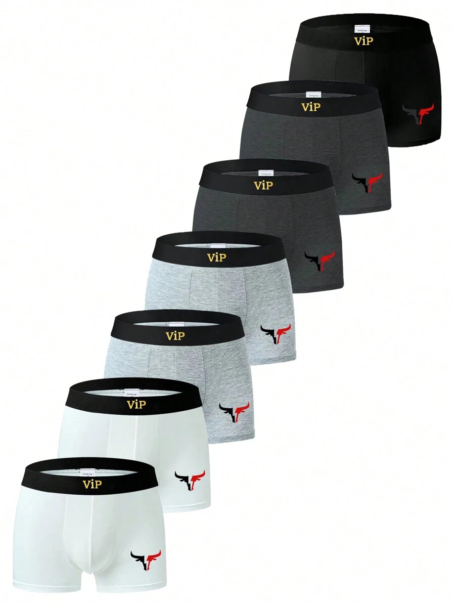 男性短褲，透氣加大尺寸內衣，前部平角四角和彈性腰帶（7件裝） - 彩色 - 查看 1