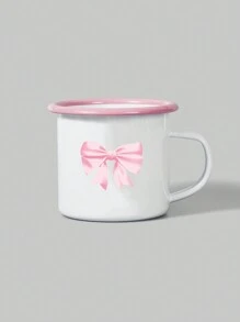 ROMWE Kawaii Cốc sứ cổ điển có viền màu hồng và chi tiết nơ - Hồng - Xem 1