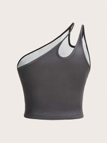 Coolane Top asimétrico de cuello de mujer talla grande con estampados deportivos tipo bloqueo y carreras, para el verano