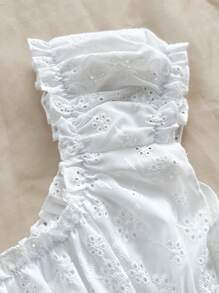 SHEIN Dreamara Women's Embroidered Button-Down Shirt For Vacation And Leisure - White - View 5