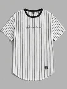 Manfinity VCAY 男士简约日常针织短袖T恤，夏季 - 黑色 - 查看 5