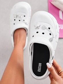 Cuccoo Women'S Fashionable Hollow Out Shoes With Detachable Rhinestone Decoration For Summer Vacation Shoes Summer Spring Shoes Spring Break Easter For Casual Beach Style