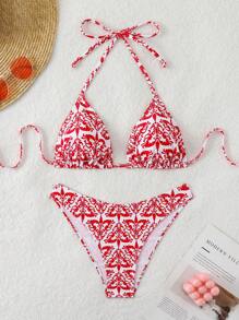 Swim Mod Ladies Fashionable Printed Bikini Set, Random Color,Summer Beach - Multicolor - View 1