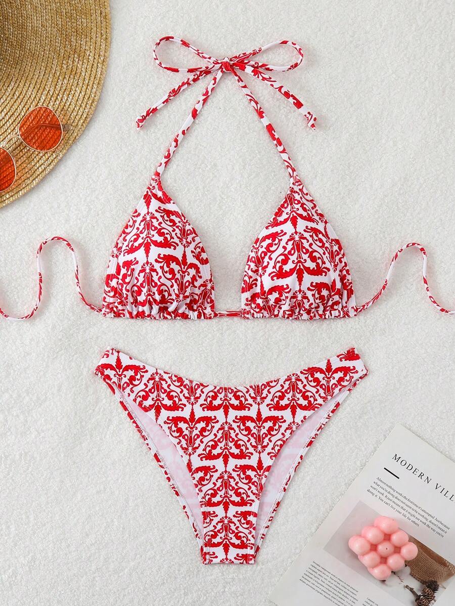 Swim Mod Ladies Fashionable Printed Bikini Set, Random Color,Summer Beach - Multicolor - View 1
