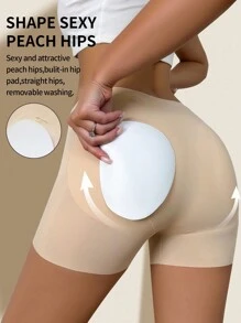 SHEIN Women Body Shaping Panties Seamless Breathable Square Cut High Waist Tummy Control Shapewear, 1pc - Apricot - View 2