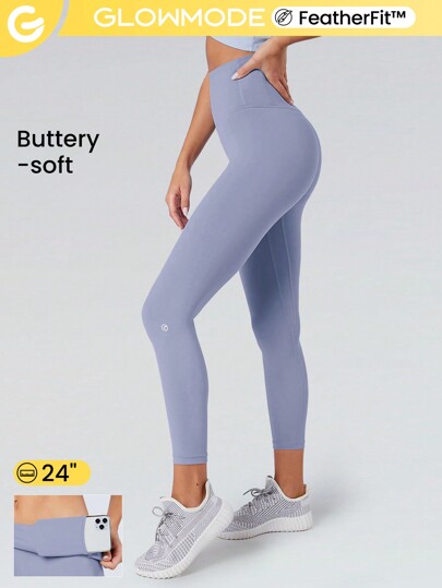 طماق للجيم ناعم للغاية وقابل للتمدد على شكل حرف Y للتحكم في البطن مع جيب أمامي مخفي FeatherFit™ 24بوصة