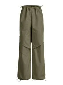 EURMUSE Ladies' Solid Color Parachute Pants - Mint Green - View 3
